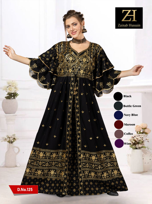 Butterfly Sleeues Premium Kaftan - Black and Gold