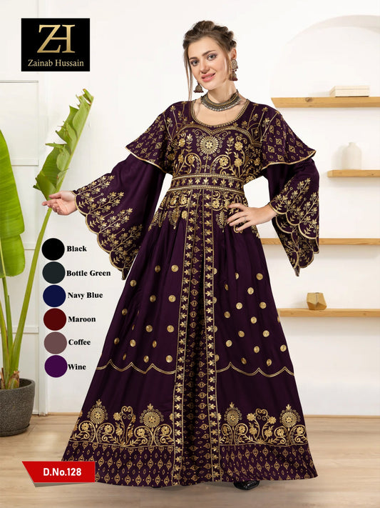 Longbell Sleeues Premium Kaftan - Brown and Gold